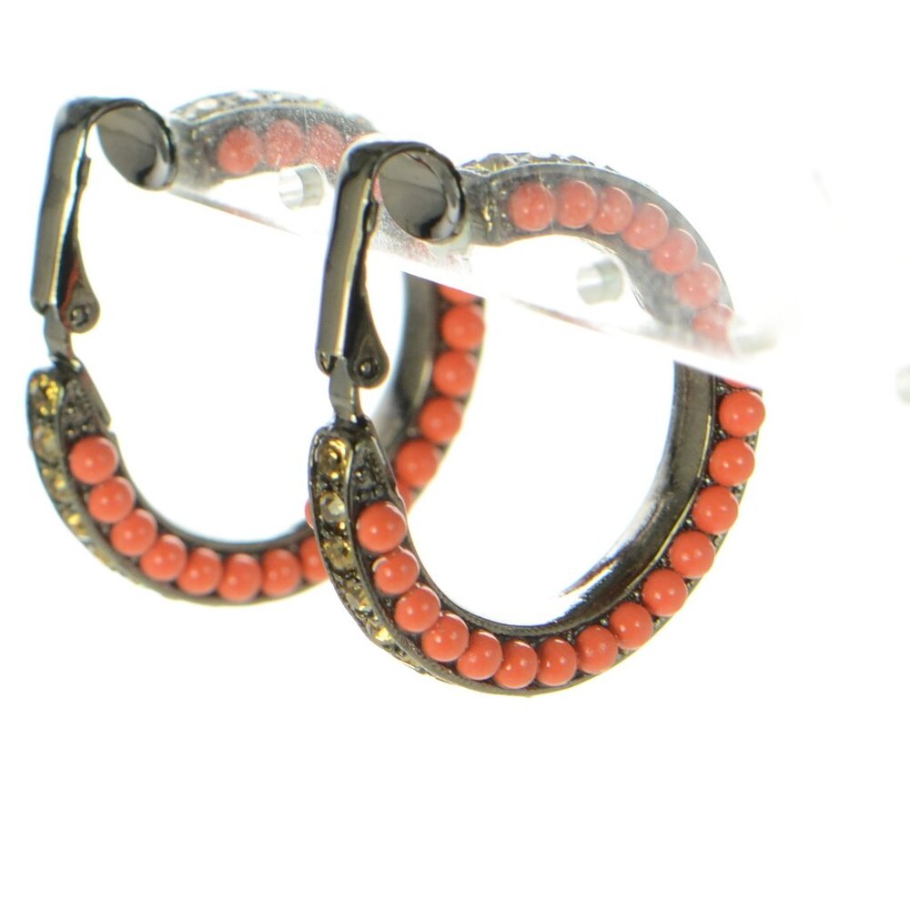 Vintage Kenneth Jay Lane Kjl Coral & Crystal Hoop… - image 8